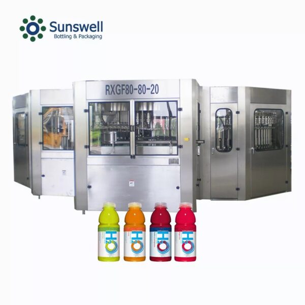 Sunswell - 80000bph good prices 4 head 1 gallon mini small aseptic milk coffee juce juice tea hot bottle filling machine